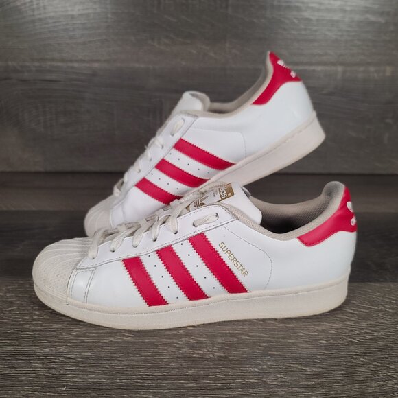 Adidas Superstar Men's Size 8.5 Shoes White Red Sneakers Shoes B27139 - Picture 1 of 12